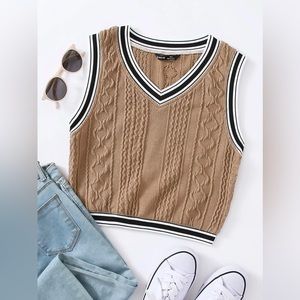 SHEIN EZwear Varsity Striped Cropped Sweater Vest XS(2)